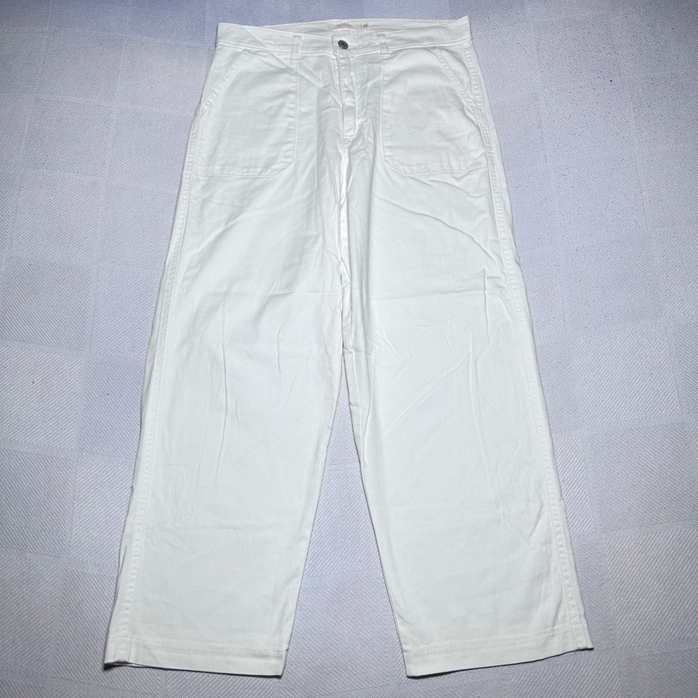 Levis Utility Pant Womens 29 Relaxed Cropped High Rise Workwear Ivory Creme